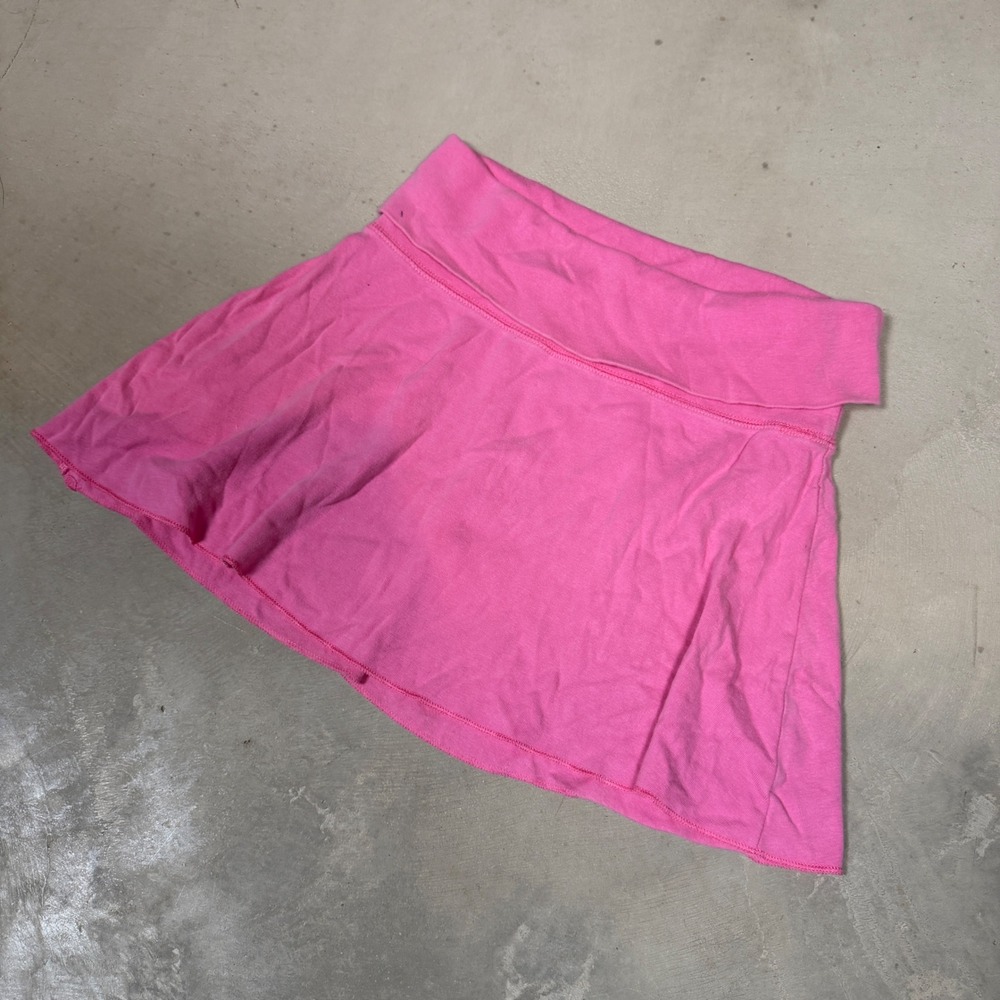 Lucy Love Pink Fold Over Waist Mini Skirt Y2K Surf Style Made in USA Small